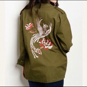 Sloan boho embroidered army utility jacket